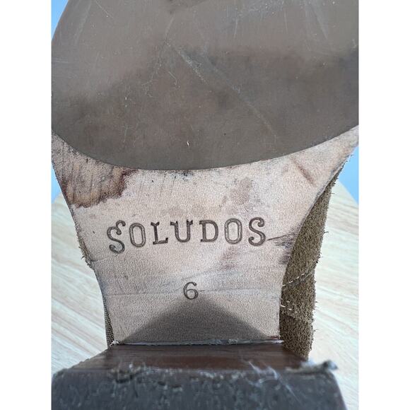 Soludos Suede Block Heel Brown Booties Round Toe Women’s 6 - Picture 11 of 14